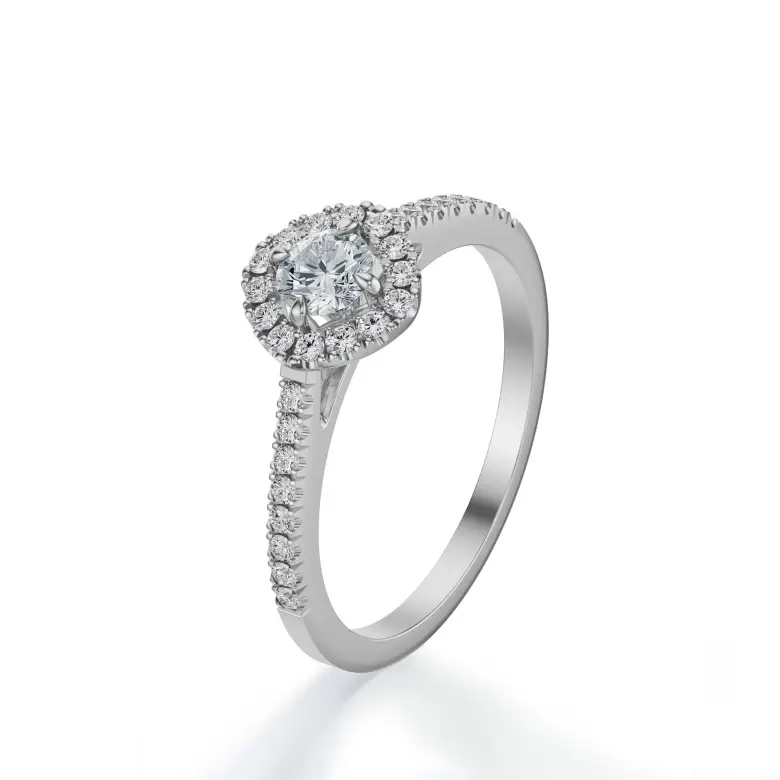 Pierścionek z diamentami halo białe złoto SBPZ_081